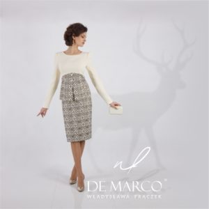Ekskluzywna garsonka na wesele i na komunię dla mamy, Salon Mody De Marco szyyje eksluzywną odzież damską w każdym rozmiarze.