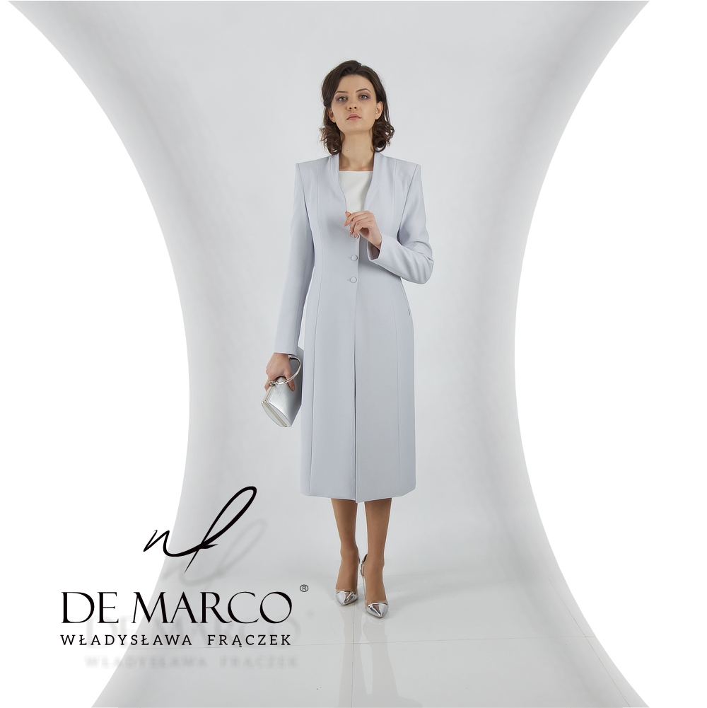 Elegancki płaszczyk do sukienki szyta na miarę w De Marco. 
