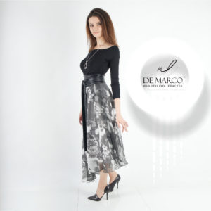 Jedwabne spódnice damskie eleganckie stylizacje De Marco