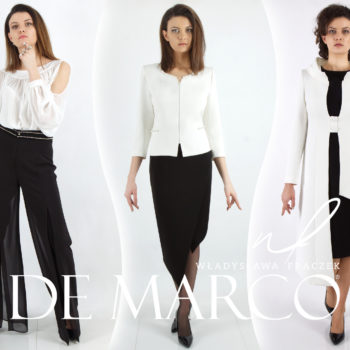 Co jest modne? Czarno-białe stylizacje wizytowe i biznesowe od De Marco