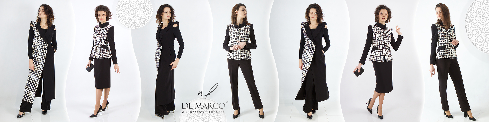Najmodniejsza wizytowa odzież damska De Marco płaszcze, garnitury damski, garsonki i kostiumy szyte na miarę u projektanta ubrań Agaty Dudy. 