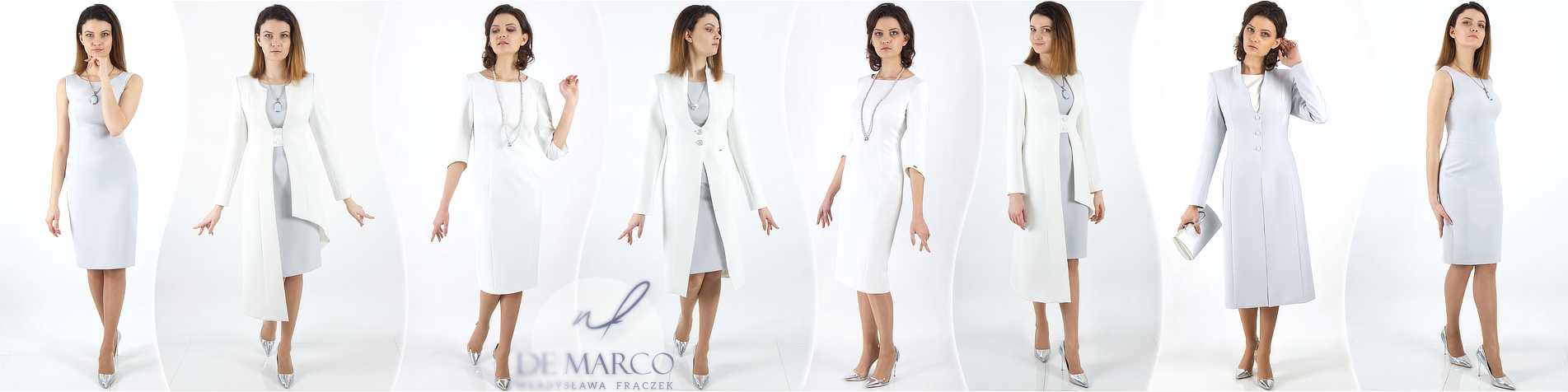 Eleganckie modne i polskie komplety sukienki z płaszczykiem De Marco, sklep internetowy . 