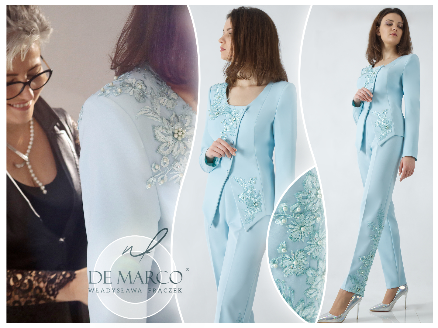 Fashionable blue wedding styling for Mum. Elegant suits, dresses and occasion suits in blue