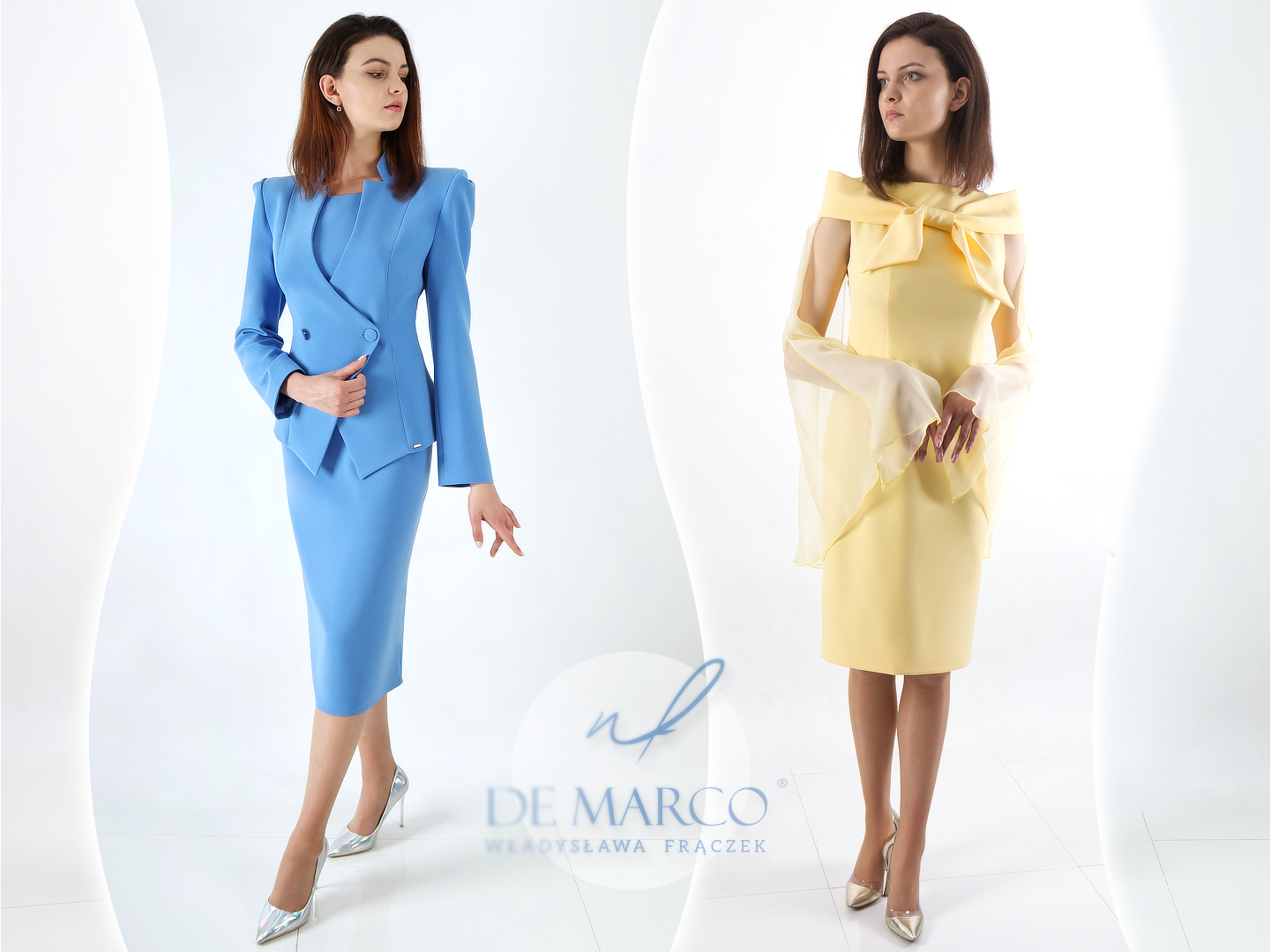 Modne kolory na lato niebieski i żółty w stylizacjach wizytowych i biznesowych dla kobiet