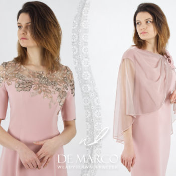 Luxuriöse Kleider für reife Frauen in Puderrosa. Elegante Kreationen für Mum Weddings 50+60+