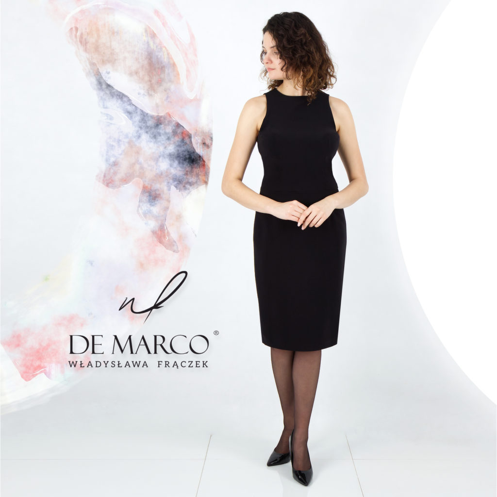 Ponad czasowa ołówkowa czarna sukienka De Marco markowa odzież damska