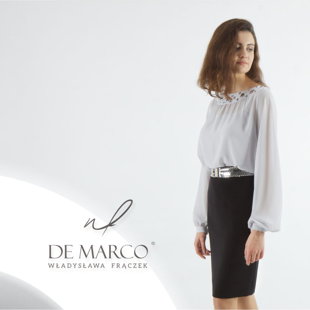 Elegancka biała bluzka do spódnicy De Marco sklep internetowy