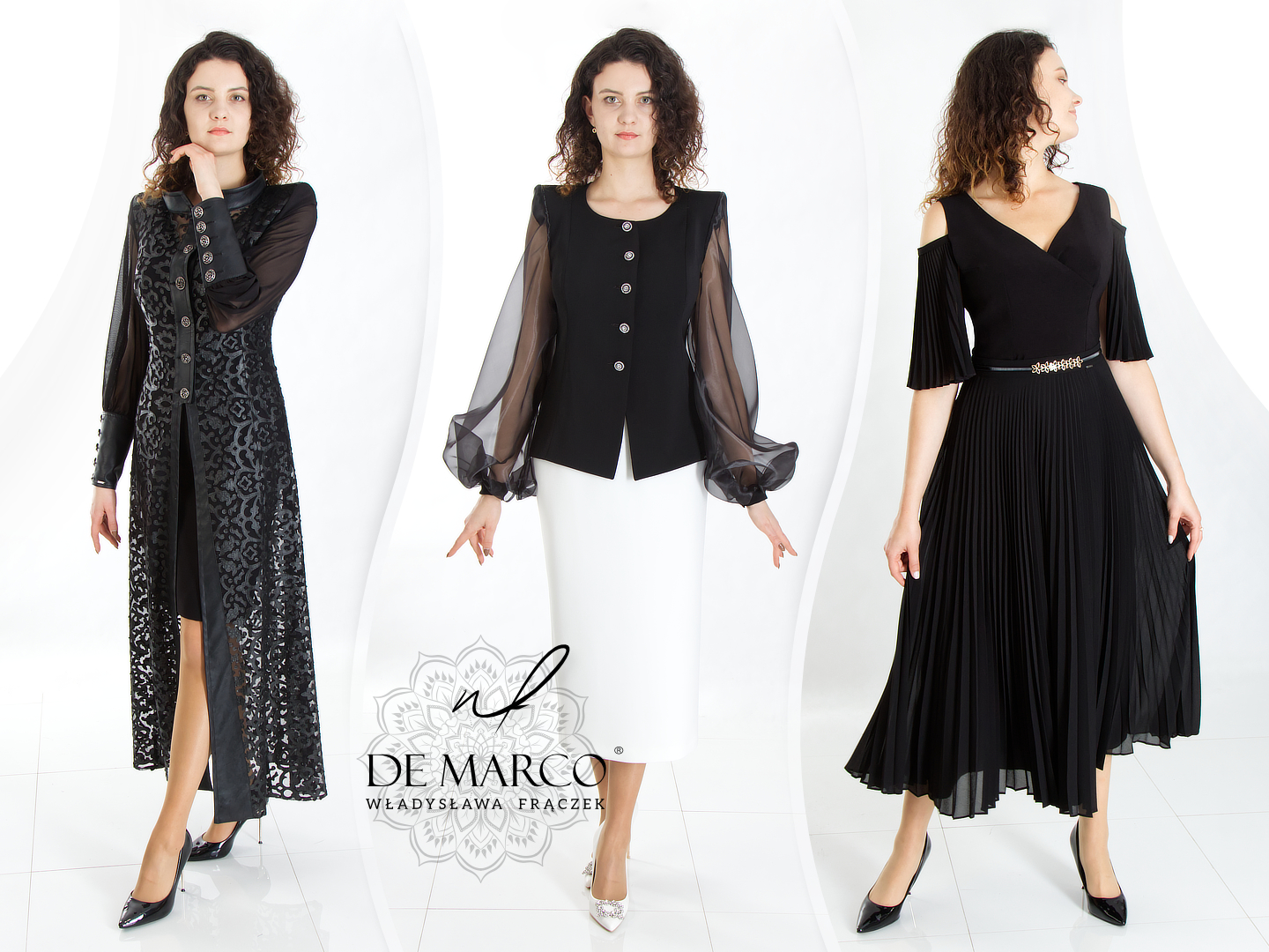 Schwarz-weiße Trends 2024! Polnische Kleider, Anzüge und Damenanzüge von De Marco