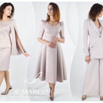 Modetrend 2024 Jacquards in exklusiver Damenmode. De Marco polnische Luxusmarke