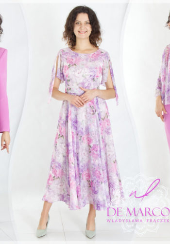 Najmodniejsze sukienki koktajlowe i nowoczesne garsonki w kolorze lila, wrzos, fiolet, róż. Sklep Internetowy De Marco