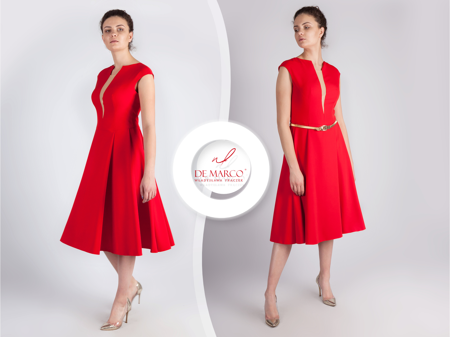 Elegancka czerwona sukienka na wesele i nie tylko De Marco luksusowa polska marka 