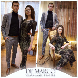 Ekskluzywna sukienka na sylwestra De Marco Czarna haftowana koronka zdobiona złotą nitką i dyskretnymi cekinami to doskonała stylizacja wieczorowa na sylwestrowy bal oraz na bale charytatywne, gale oraz wesela zimową porą.