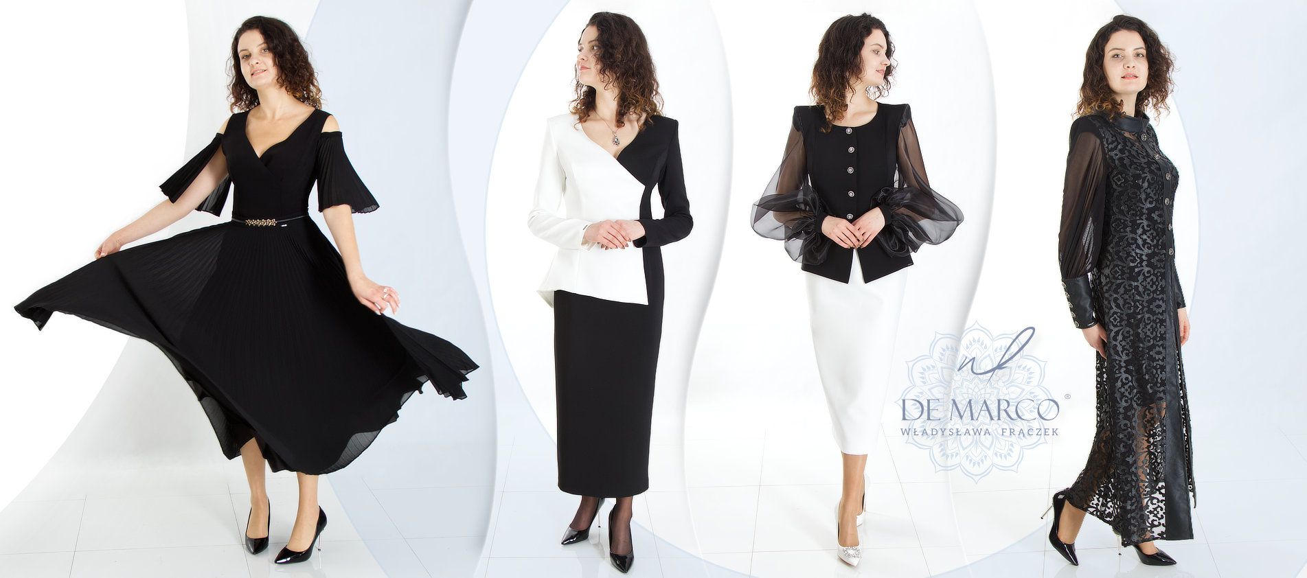Najmodniejsze czarno-białe stylizacje wizytowe – Elegancja i Luksus od De Marco black & white fashion