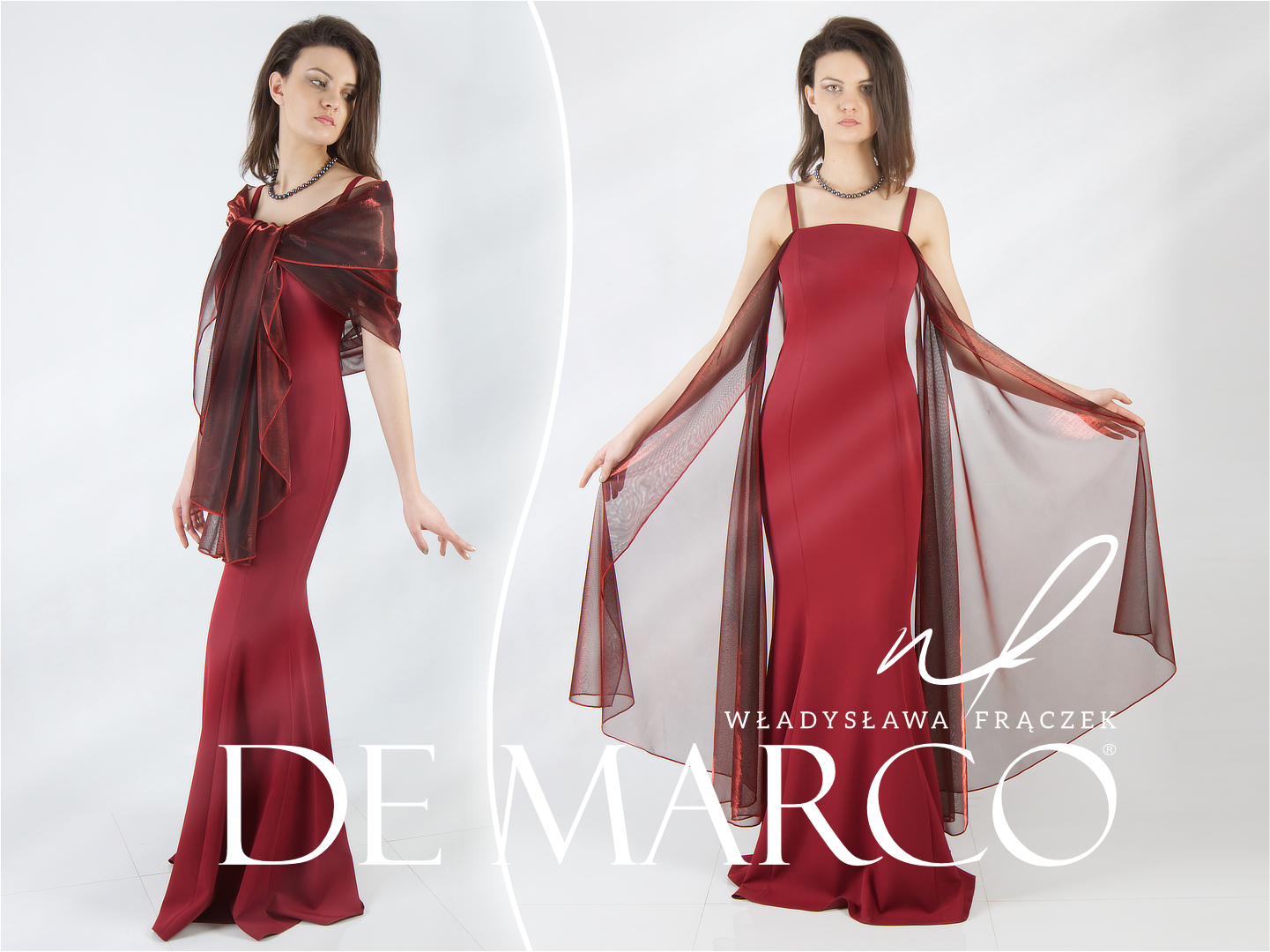 Evening dresses and formal women’s ensembles with skirt or trousers