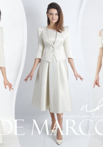 Ekskluzywna odzież damska producent De Marco. Luksusowe suknie dla matki weselnej na ślub jesienią i zimą.