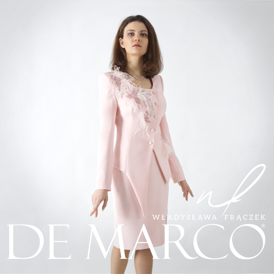 Eleganckie garsonki i garnitury damskie na wesele De Marco