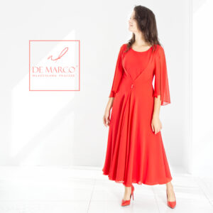 Ubrania plus size dla kobiet czerwona sukienka na wesele, święta, komunię, Eleganckie ubrania plus size De Marco Polska marka, szycie na miarę duże rozmiary