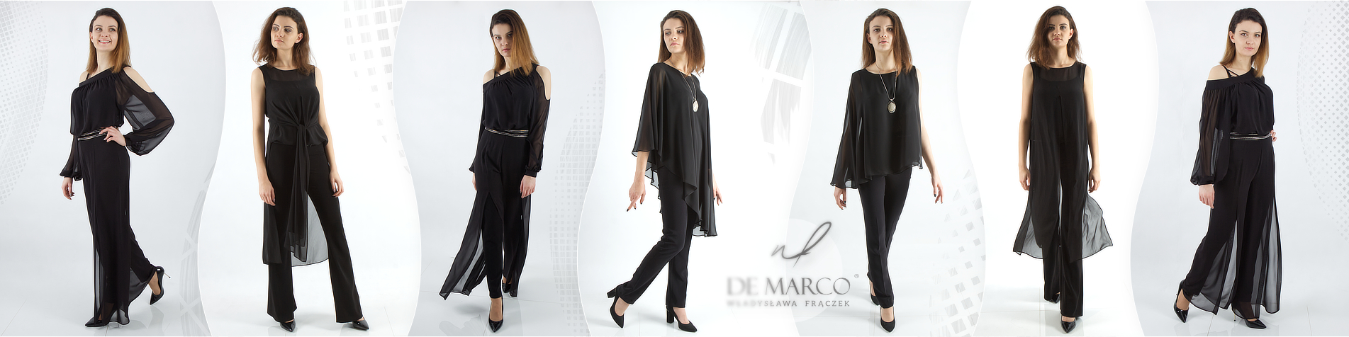 Przezroczyste eleganckie ubrania damskie bluzki spodnie z prześwitujących materiałów De Marco