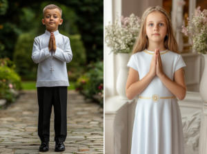 Pierwsza Komunia Święta z De Marco. Sukienki alby i komże szyte na miarę. Elegancja i tradycja dla Twojego Dziecka