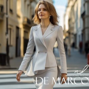 Nowoczesne garsonki na maturę, obronę dyplomową, komunię, wesele i do pracy De Marco ponad czasowe ubrania Slow fashion