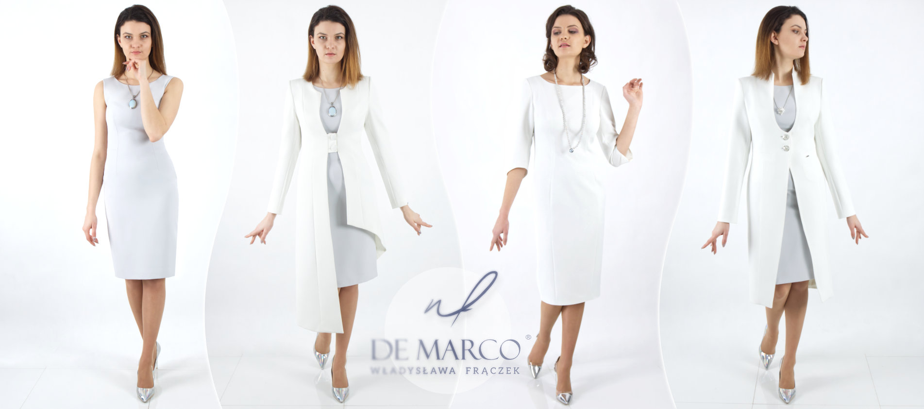 Eleganckie rozświetlające zestawy klasyczne sukienki z płaszczami szyte na miarę w De Marco