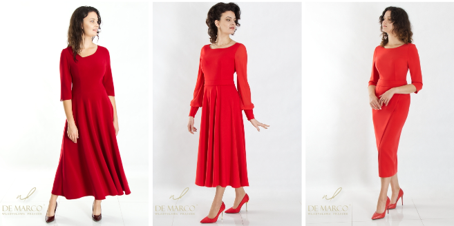 Eleganckie czerwone sukienki szyte na miarę De Marco