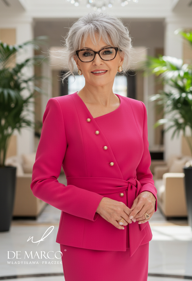 Elegancka garsonka na ślub córki lub syna szyta na miarę w De Marco polskiej pracowni krawieckiej