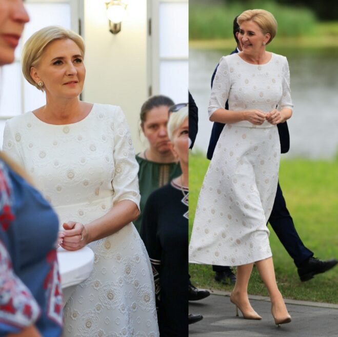 Elegancka i skromna Prezydentowa RP zawsze doskonale ubrana w nienagannie dopasowanych sukienkach z De Marco