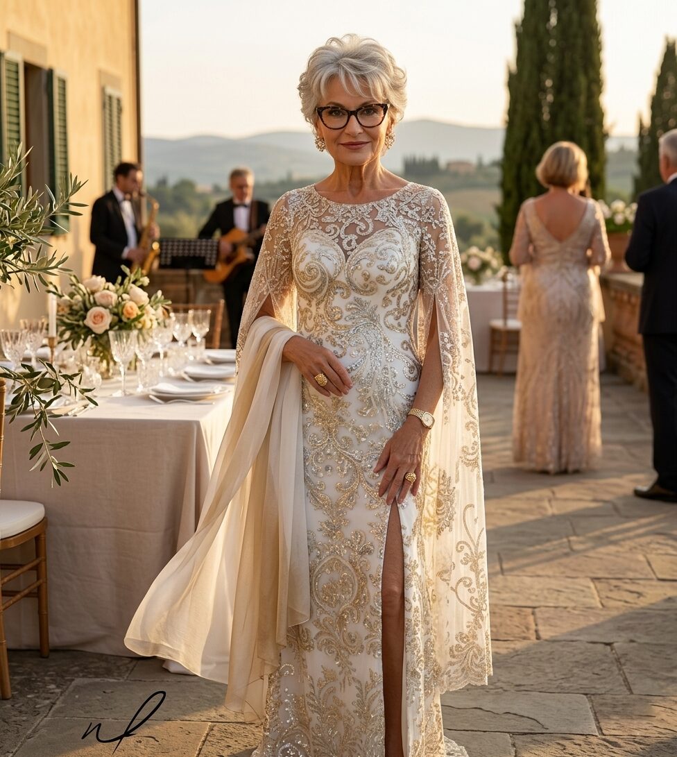 Długa suknia na rocznicę ślubu, jubileusz, wesele od projektanta szyta na miarę w Atelier De Marco Polskie kreacje